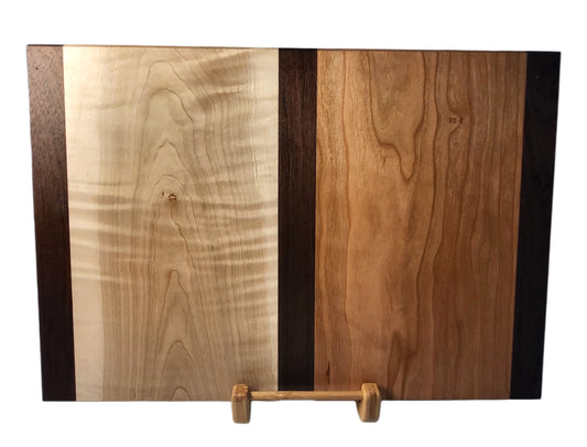 Cutting or Serving Board: Curly Maple, Cherry, Peruvian Walnut