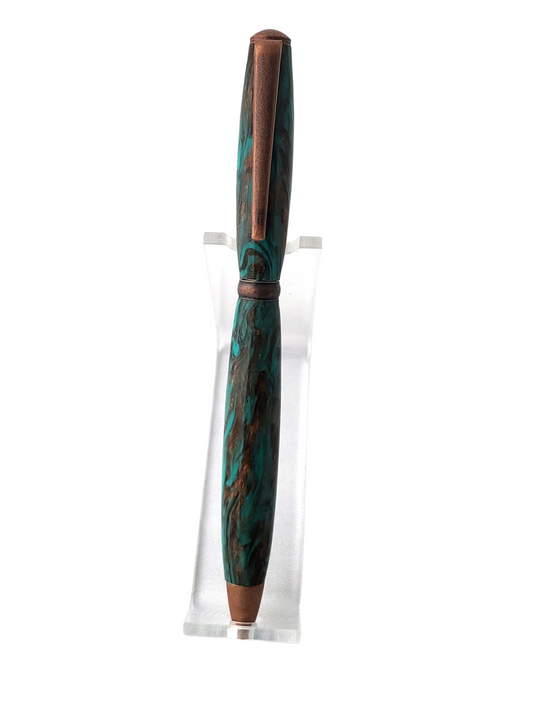 Pen - Slim Conch Aqua Copper Diamondcast