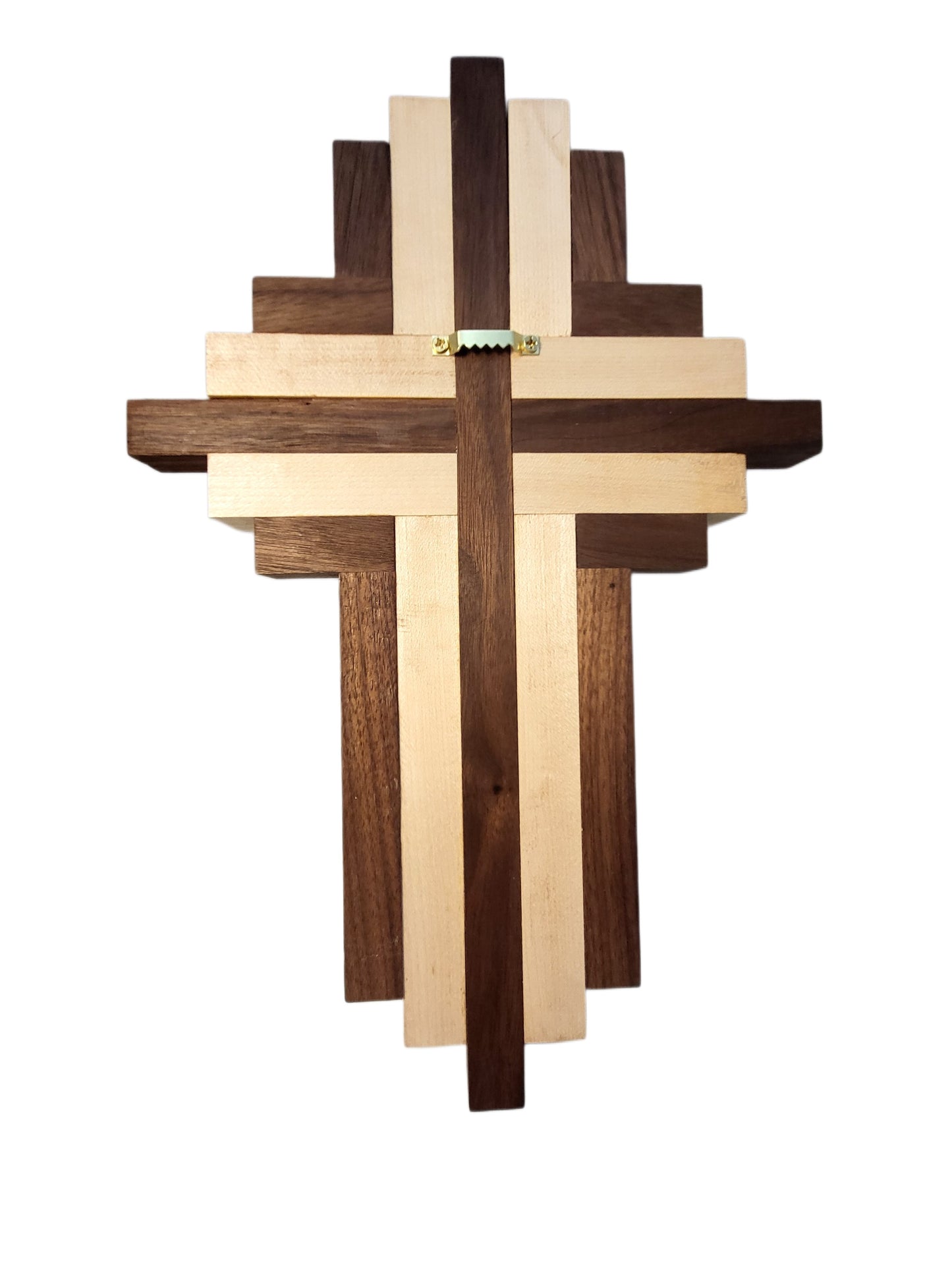 Three-Dimensional Cross-Purple Heart, Maple, Walnut