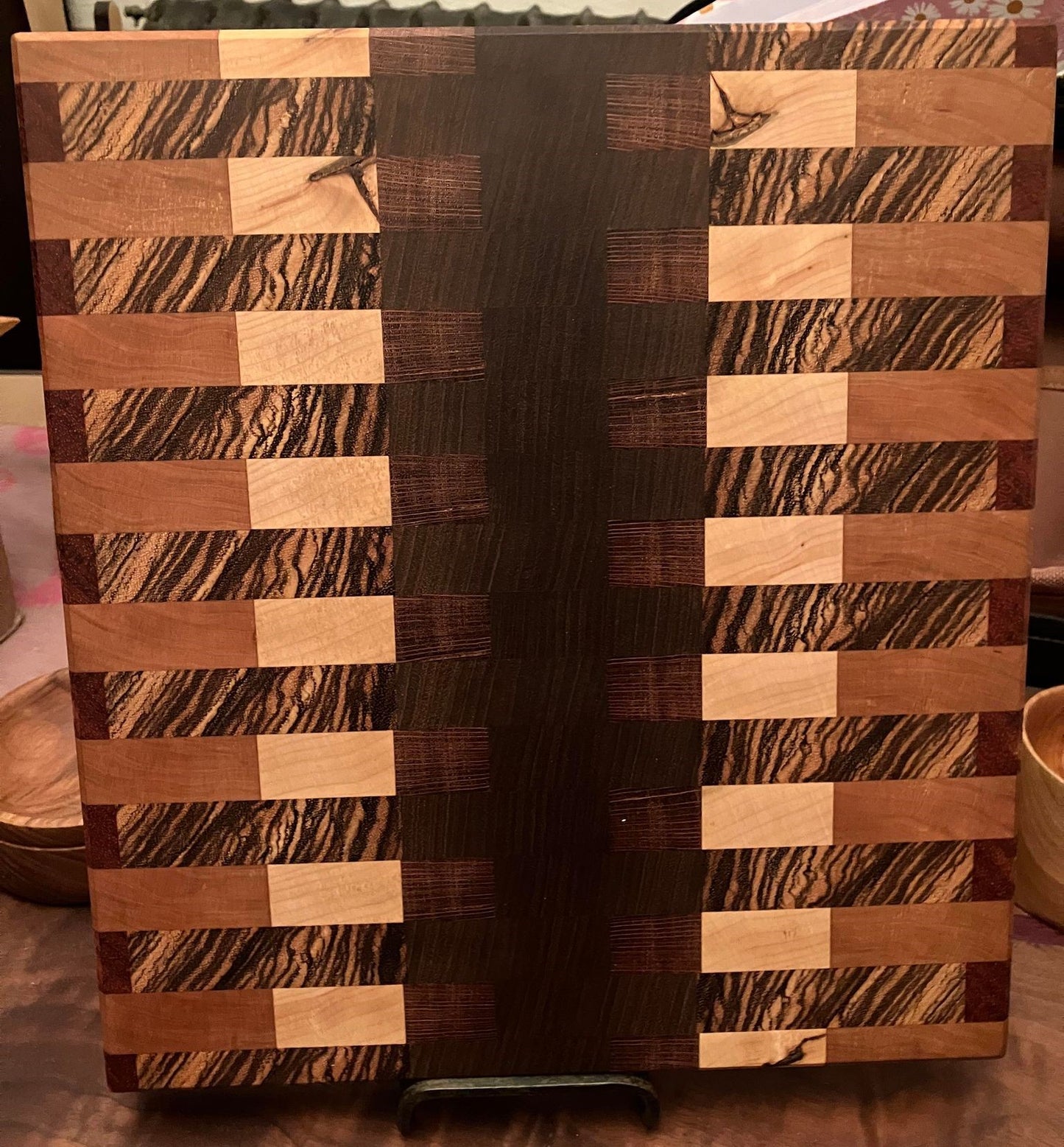 Cutting or Serving Board - End Grain Cherry, Maple, Walnut, Zebra wood, Lace wood, Blood wood