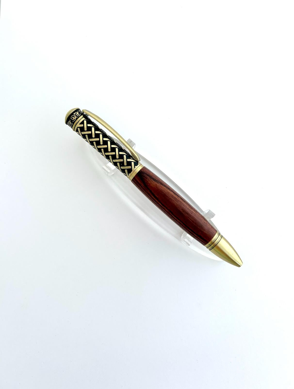 Pen - Gaelic Weave-Antique Brass-Kingwood