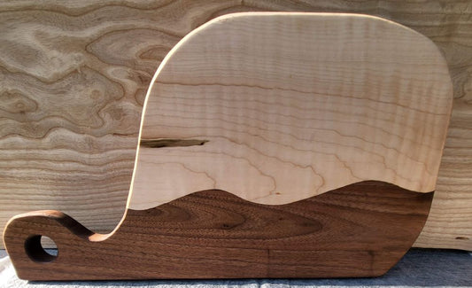 Small-Tail Whale Board - Curly Maple and Walnut