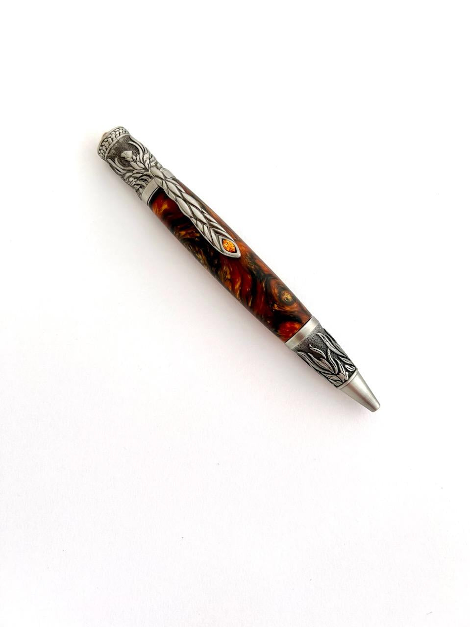 Phoenix Rising pen online in antique pewter