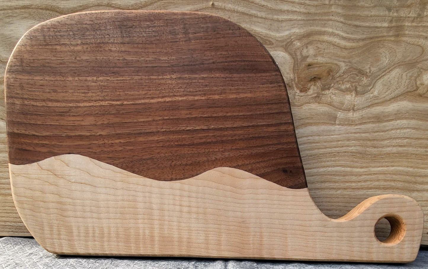 Small-Tail Whale Board with Walnut & Curly Maple