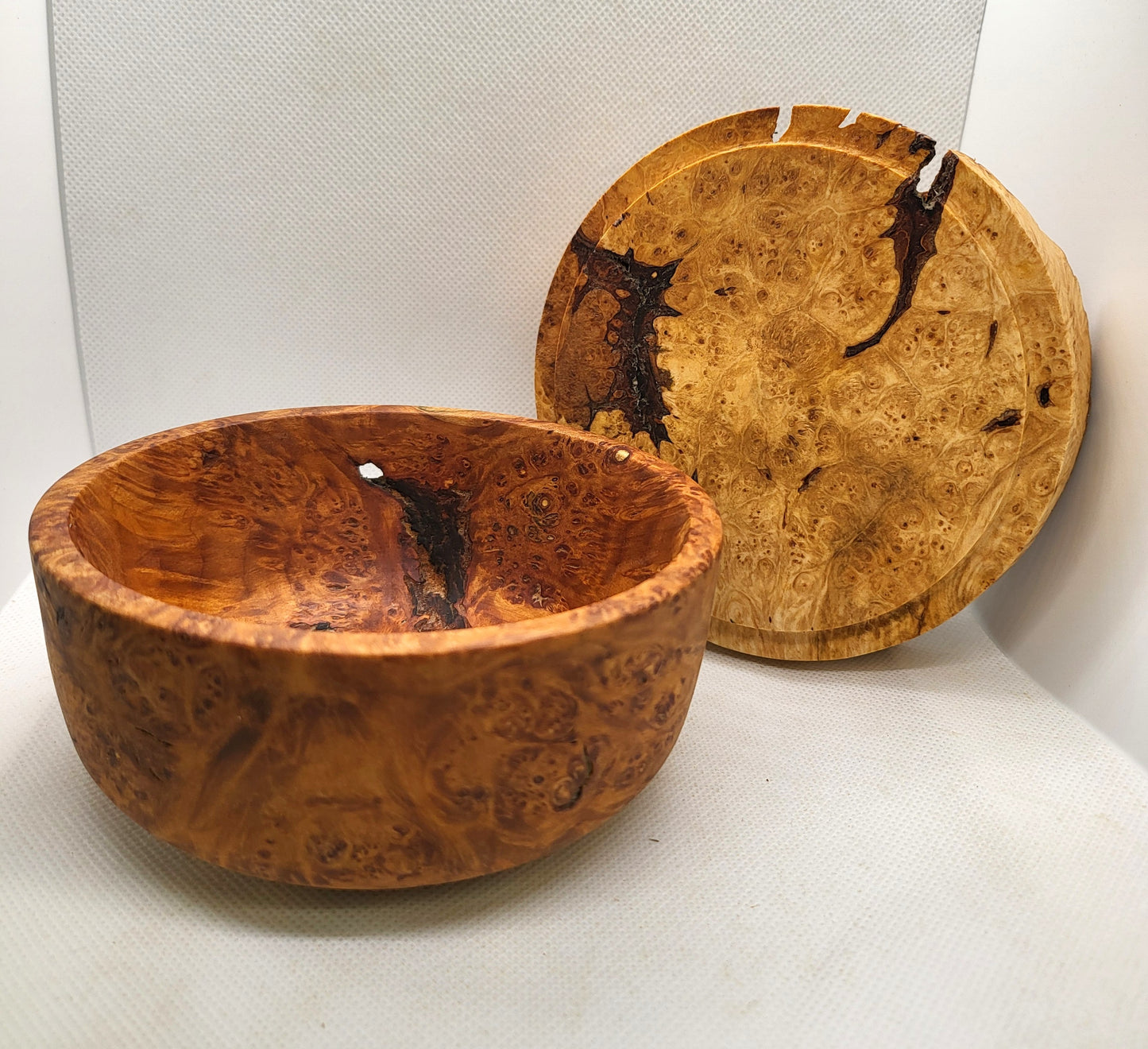 Lidded Bowl - Maple Burl bowl and Maple Burl cap lid