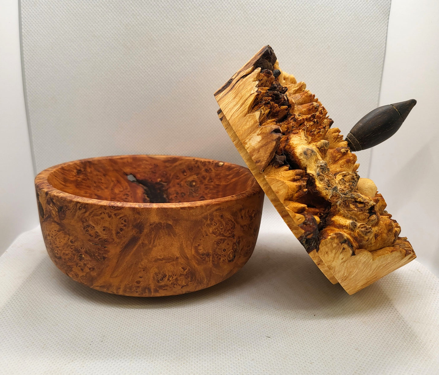 Lidded Bowl - Maple Burl bowl and Maple Burl cap lid