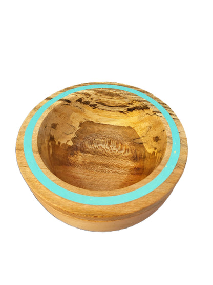 Bowl - Spalted Sycamore with Aqua Inlay