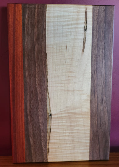 Walnut, Curly Maple, & Padauk Serving or Bar Board