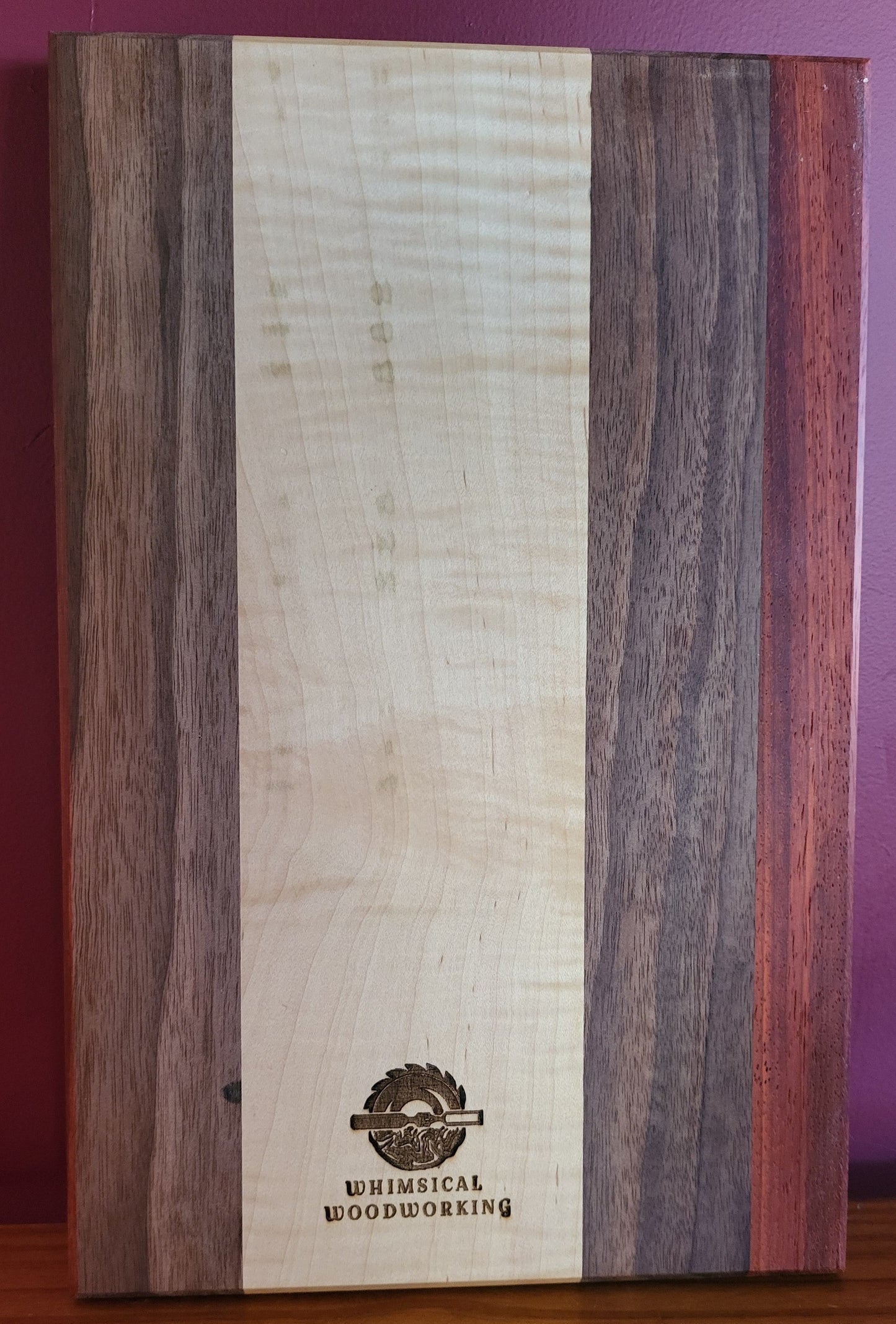 Walnut, Curly Maple, & Padauk Serving or Bar Board